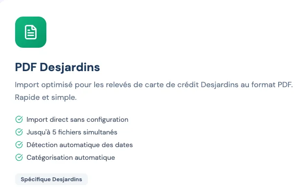 Import PDF Desjardins & BMO dans Piastro