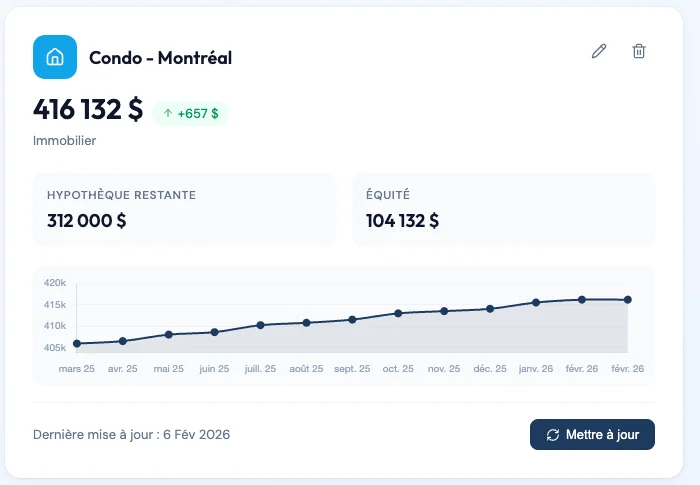 Net worth evolution over time